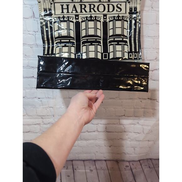 Harrods Of London Iconic Knightsbridge Building PVC Coated Tote Bag Black Ivory - Picture 7 of 14